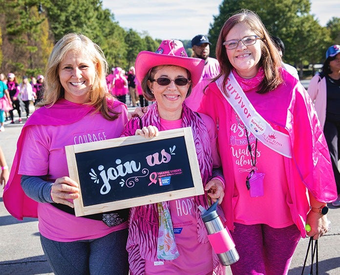 group of women at Making Strides Against Breast Cancer event