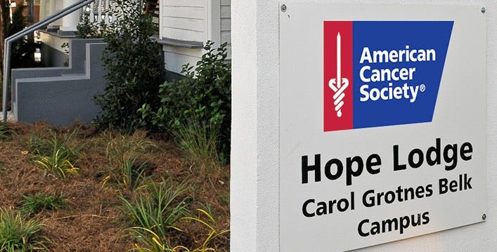 Carol Grotnes Belk Hope Lodge Campus sign