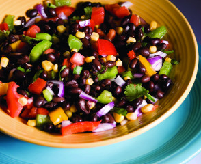 colorful dish of black bean and corn salad 