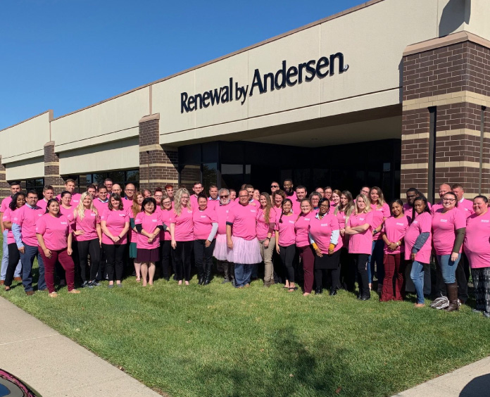 Renewal by Andersen Staff Making Strides Against Breast Cancer Group wearing pink
